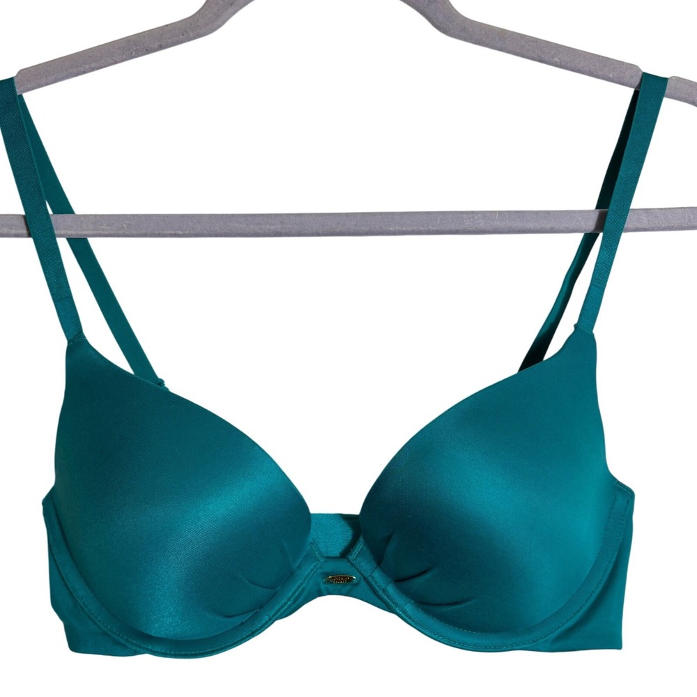 Victoria's Secret Fabulous Plunge Bra Teal‎ Blue Size 34C